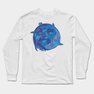 Mountain Blue Balanced Orca Whales Long Sleeve T-Shirt